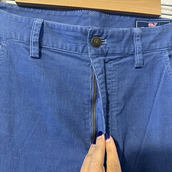 Vineyard Vines Pants Men's 38x32 Blue Corduroy Flat Front Straight Leg Preppy - Picture 4 of 13